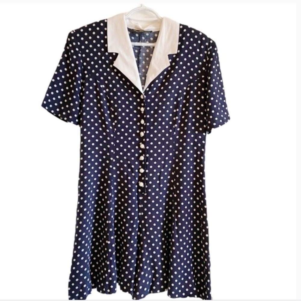 Vintage 90’s blue and white polka dot romper